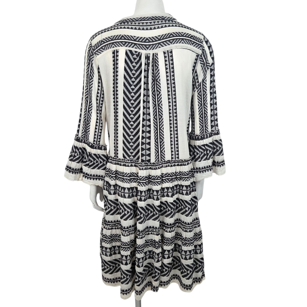 Devotion Twins Ella Midi Dress Women Medium Tunic Aztec Long Sleeve Tiered Skirt - Picture 5 of 14